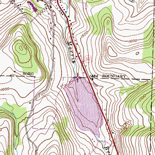 Topographic Map of Lake Nessmuk Dam, PA
