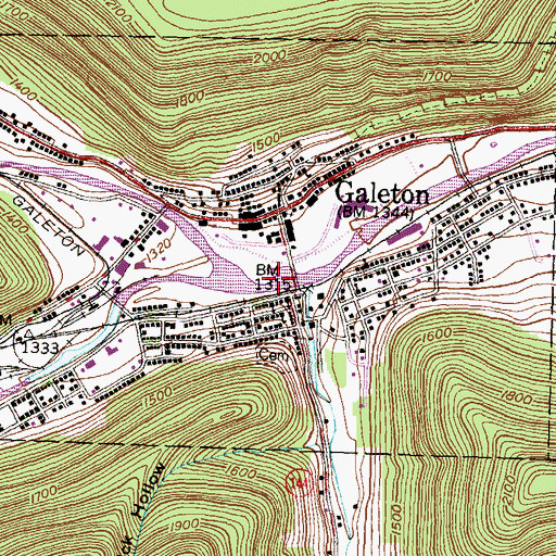 Topographic Map of Galeton Dam, PA