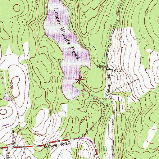Topographic Map of Lower Wood Pond Dam, PA