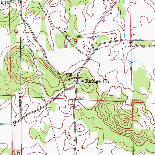 Topographic Map of Hall Cemetery, AL