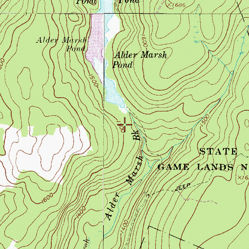 Topographic Map of Alder Marsh Dam, PA