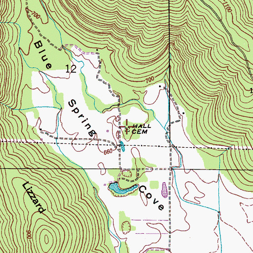 Topographic Map of Hall Cemetery, AL