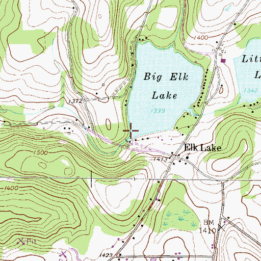 Topographic Map of Big Elk Lake Dam, PA