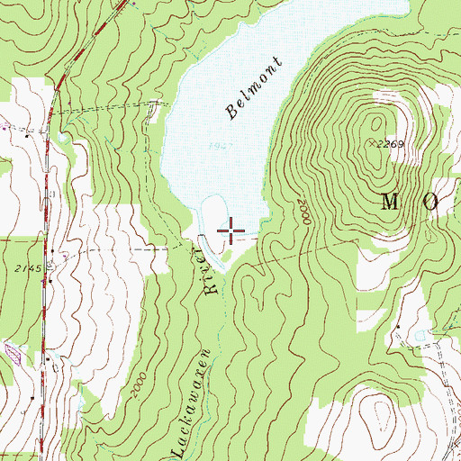 Topographic Map of Belmont Lake Dam, PA