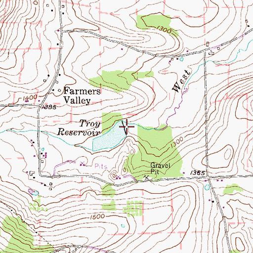 Topographic Map of Pomery Memorial Dam, PA