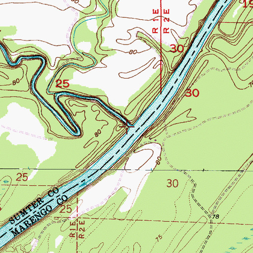 Topographic Map of Hall Creek, AL