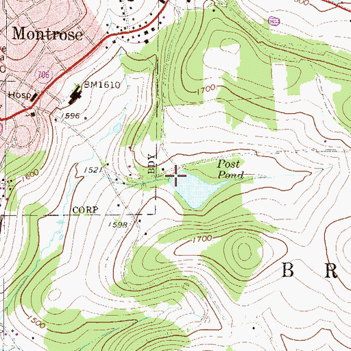 Topographic Map of Post Pond Dam, PA