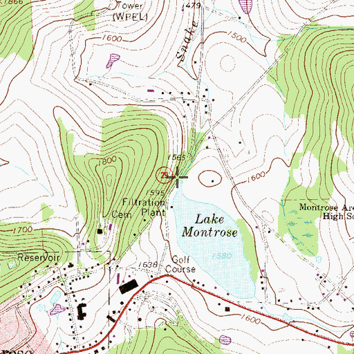 Topographic Map of Lake Montrose Dam, PA