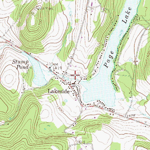 Topographic Map of Page Lake Dam, PA