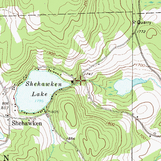 Topographic Map of Lake Shehawken, PA