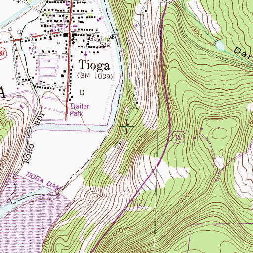 Topographic Map of Tioga Dam, PA
