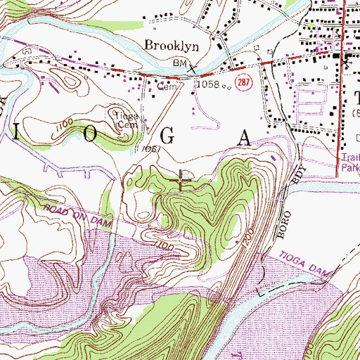 Topographic Map of Hammond Dam, PA