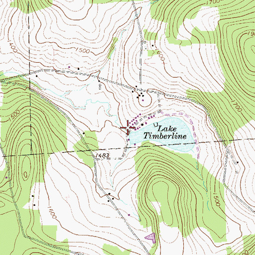 Topographic Map of Lake Timberline Dam, PA