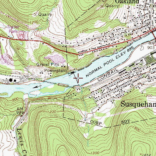 Topographic Map of Oakland Dam, PA
