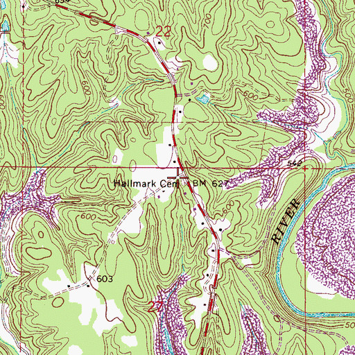 Topographic Map of Hallmark Cemetery, AL