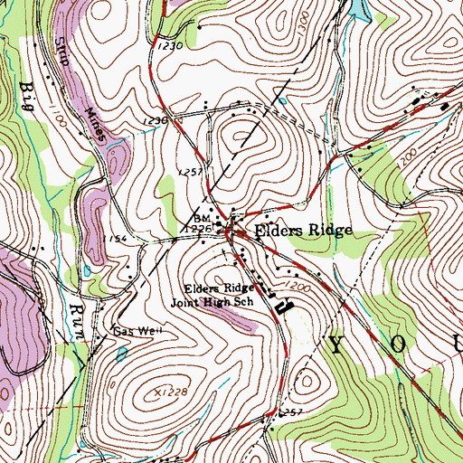 Topographic Map of Elders Ridge, PA