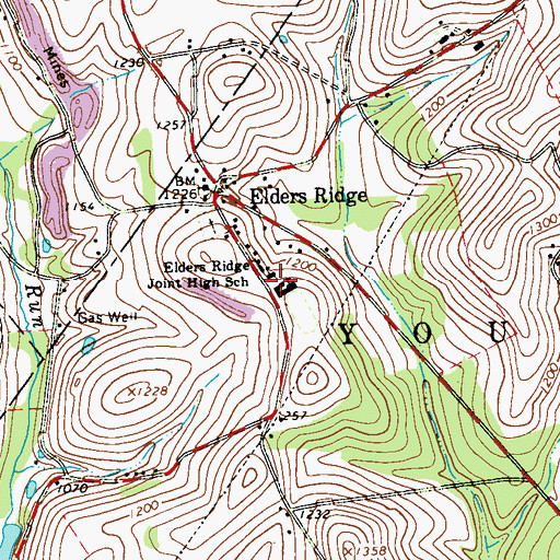 Topographic Map of Elders Ridge Joint High School, PA
