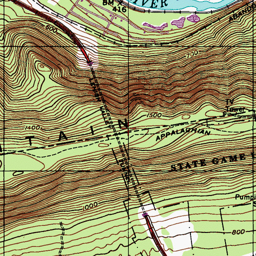 Topographic Map of Lehigh Valley Tunnel, PA