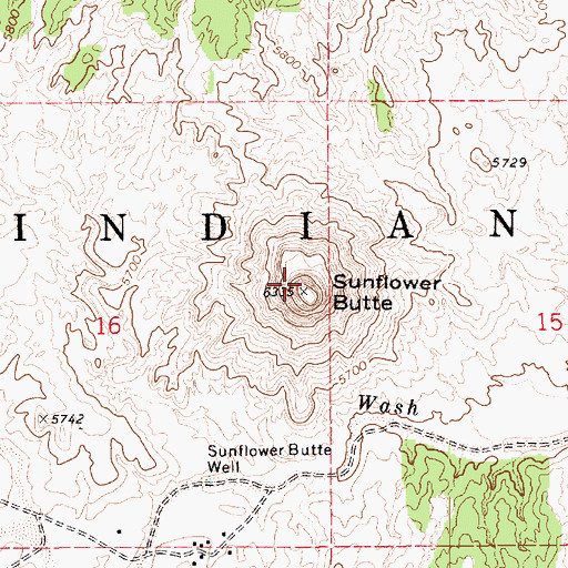 Topographic Map of Sunflower Butte, AZ