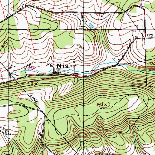 Topographic Map of Nis Hollow School, PA