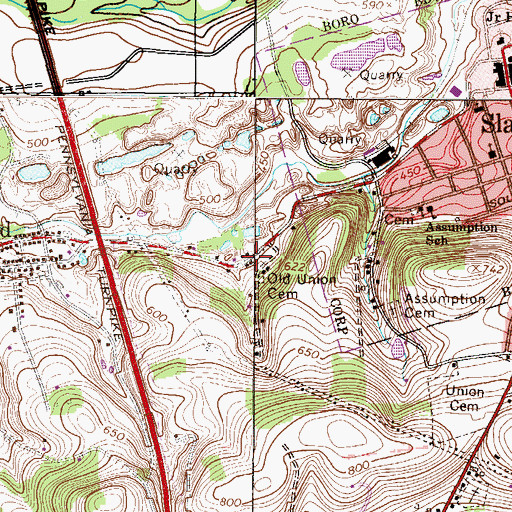 Topographic Map of Williamstown, PA