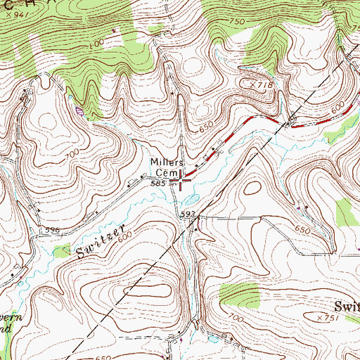 Topographic Map of Bausch School, PA
