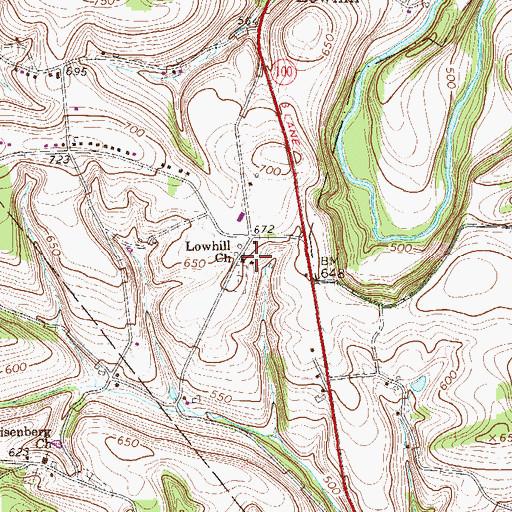 Topographic Map of Lowhill School, PA