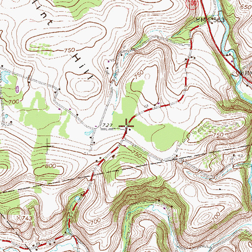 Topographic Map of Water Pond School, PA