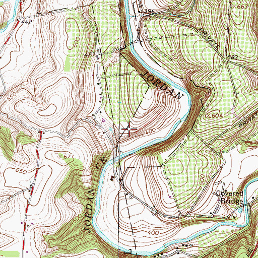 Topographic Map of Highland School, PA
