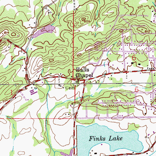 Topographic Map of Hall Chapel Congregational Holiness Church, AL