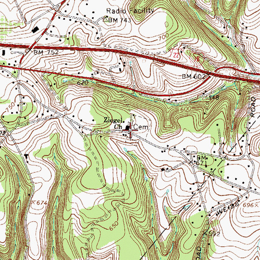 Topographic Map of Zeigels School, PA