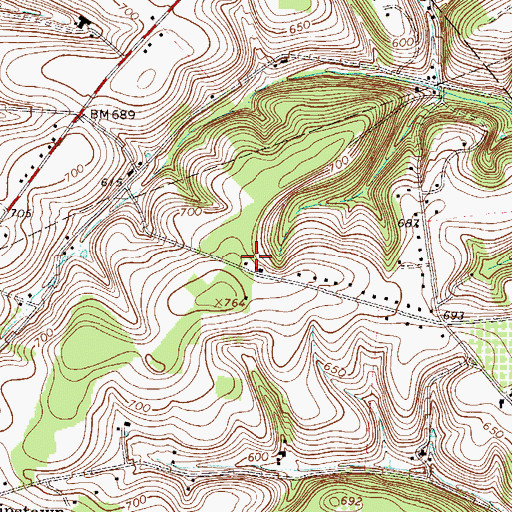 Topographic Map of Rupp School, PA