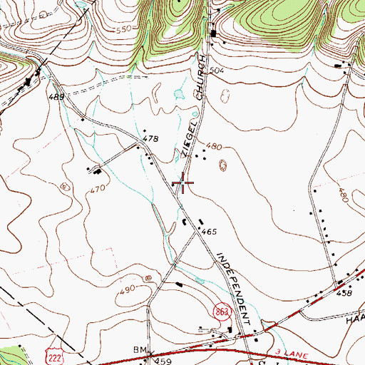 Topographic Map of Grim Independent School, PA