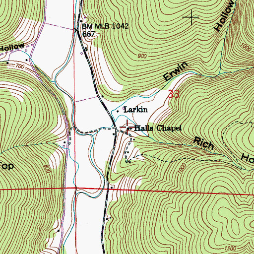 Topographic Map of Halls Chapel, AL