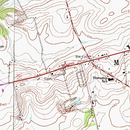 Topographic Map of Hottenstein School, PA