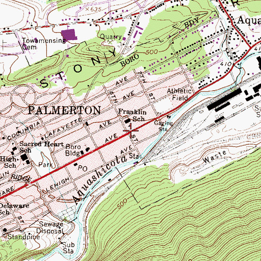 Topographic Map of Palmerton East, PA