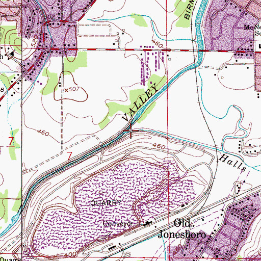 Topographic Map of Halls Creek, AL