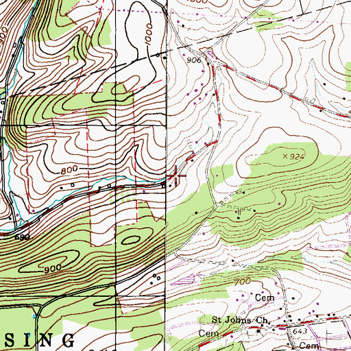 Topographic Map of Lentz School, PA