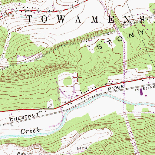Topographic Map of Ash School, PA