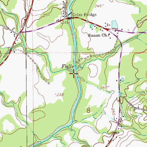 Topographic Map of Halls Creek, AL