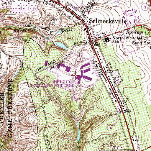 Topographic Map of Lehigh Carbon Community College, PA