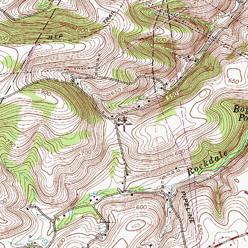 Topographic Map of Daeufers Valley School, PA