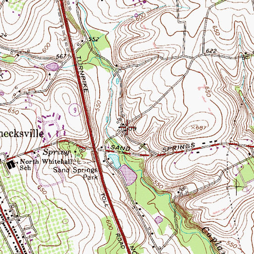 Topographic Map of Raubs Mills, PA