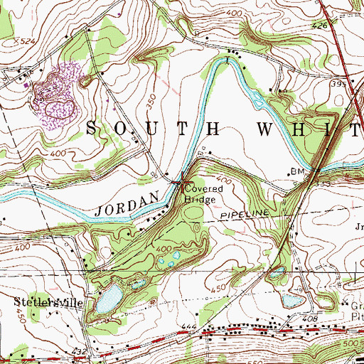 Topographic Map of Manassas Guth Covered Bridge, PA