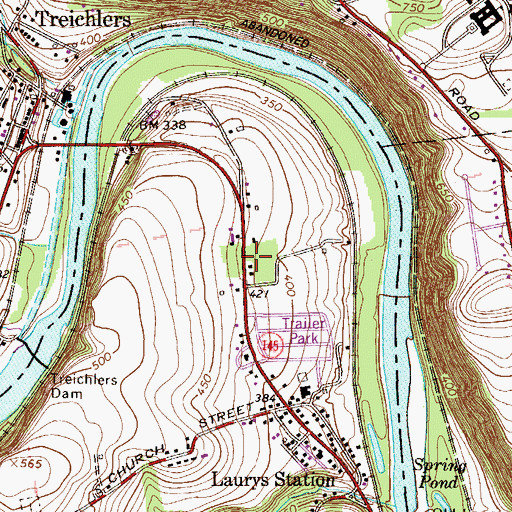 Topographic Map of Cherry Ford, PA