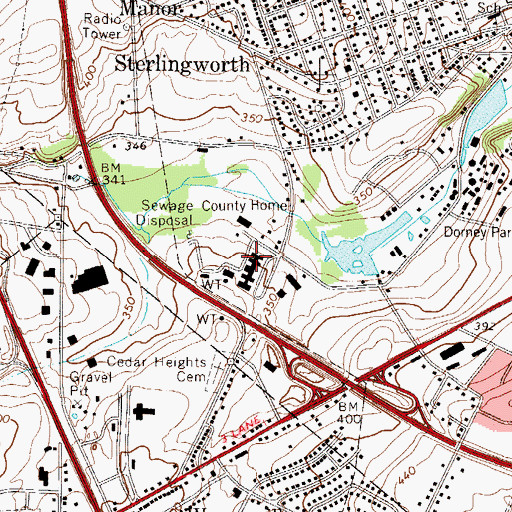 Topographic Map of Cedarbrook County Home, PA