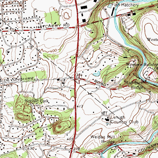 Topographic Map of Rathburn Bridge, PA