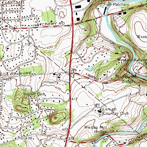 Topographic Map of Rathburn Bridge, PA