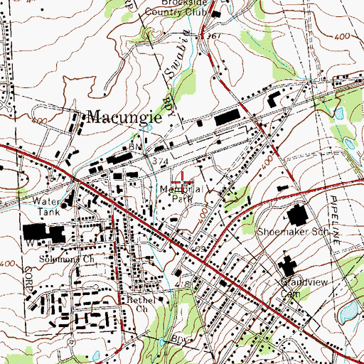 Topographic Map of Macungie Memorial Park, PA