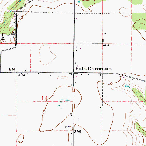 Topographic Map of Halls Crossroads, AL